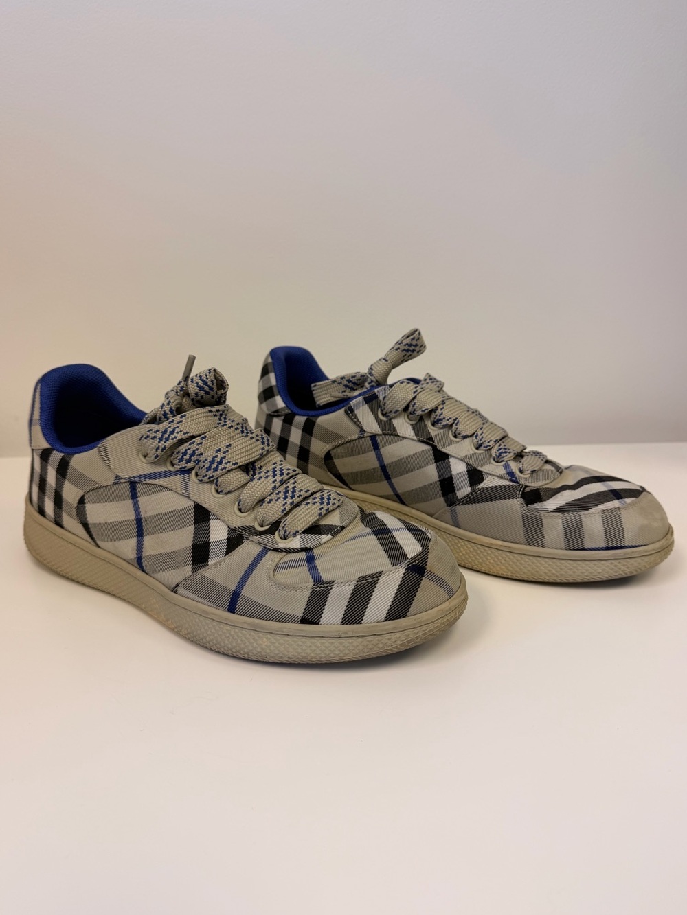 Burberry Terrace Vintage Check Lace-Up Sneakers Blue/White/Grey EU 42 US 9